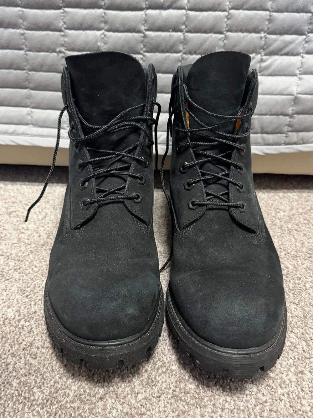 Timberland Black Nubuck Lace-Up Work Boots